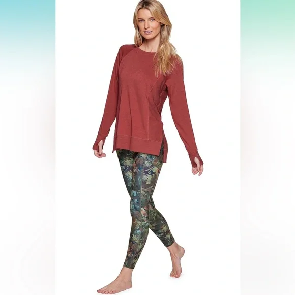 RBX Women's Full Length Floral Leggings High Waisted Activewear Medium - Picture 3 of 5